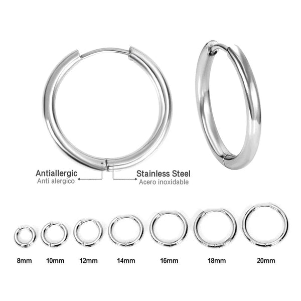 Planet Gates Black Color / 20MM 1 Pair Stainless Steel Hoop Earrings Women Men Gold Color Small Earrings Girl Jewelry Pendientes Mujer Aretes Cartilage Piercing