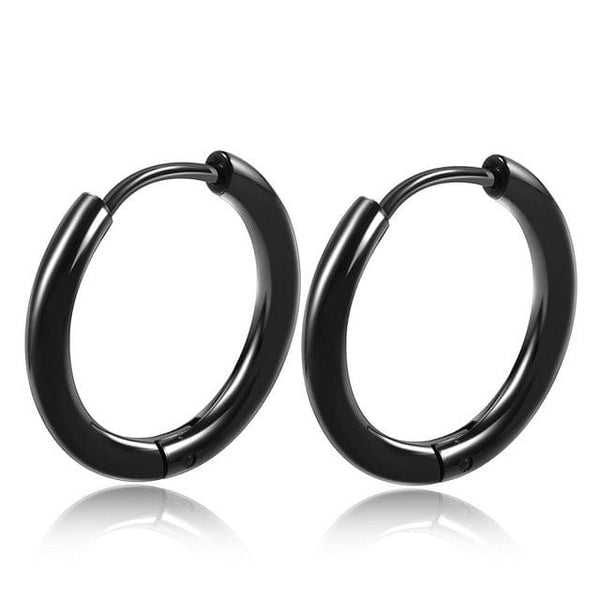 Planet Gates Black Color / 20MM 1 Pair Stainless Steel Hoop Earrings Women Men Gold Color Small Earrings Girl Jewelry Pendientes Mujer Aretes Cartilage Piercing