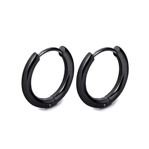 Planet Gates Black Color / 20MM 1 Pair Stainless Steel Hoop Earrings Women Men Gold Color Small Earrings Girl Jewelry Pendientes Mujer Aretes Cartilage Piercing