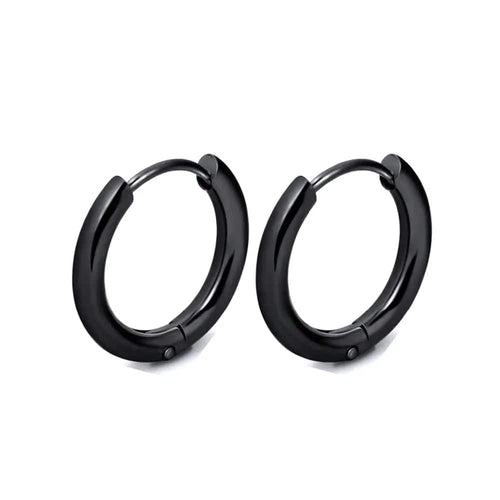 Planet Gates Black Color / 20MM 1 Pair Stainless Steel Hoop Earrings Women Men Gold Color Small Earrings Girl Jewelry Pendientes Mujer Aretes Cartilage Piercing
