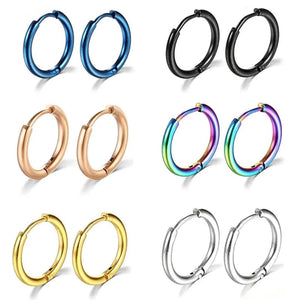 Planet Gates Black Color / 20MM 1 Pair Stainless Steel Hoop Earrings Women Men Gold Color Small Earrings Girl Jewelry Pendientes Mujer Aretes Cartilage Piercing