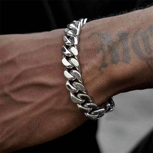 Planet Gates Black color / 22cm / 5mm 3-11mm Thick Waterproof Chain Bracelet for Men Stainless Steel Cuban Chain Wristband Classic Punk Heavy Men's Jewelry Gift