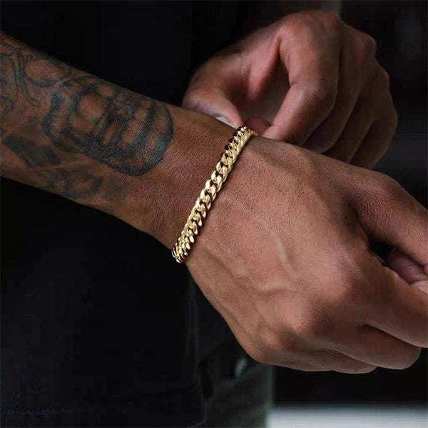 Planet Gates Black color / 22cm / 5mm 3-11mm Thick Waterproof Chain Bracelet for Men Stainless Steel Cuban Chain Wristband Classic Punk Heavy Men's Jewelry Gift