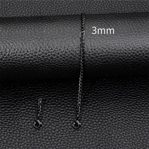 Planet Gates Black color / 22cm / 5mm 3-11mm Thick Waterproof Chain Bracelet for Men Stainless Steel Cuban Chain Wristband Classic Punk Heavy Men's Jewelry Gift