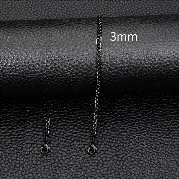 Planet Gates Black color / 22cm / 5mm 3-11mm Thick Waterproof Chain Bracelet for Men Stainless Steel Cuban Chain Wristband Classic Punk Heavy Men's Jewelry Gift