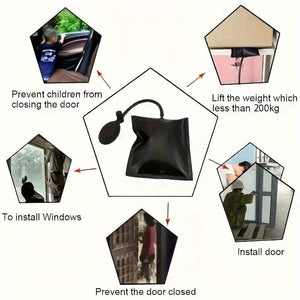 Planet Gates Black Complete Auto Repair Tool Kit: Inflatable Airbag, Air Pump, Emergency Unlock Tool & More - Get Your Car Ready For Anything!