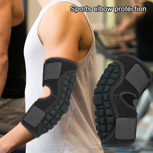 Planet Gates Black Compression Protective Elbow Pad with Fastener Tape Soft Sports Elbow Pad Breathable Padded Pain Relief Elbow Support Sleeve