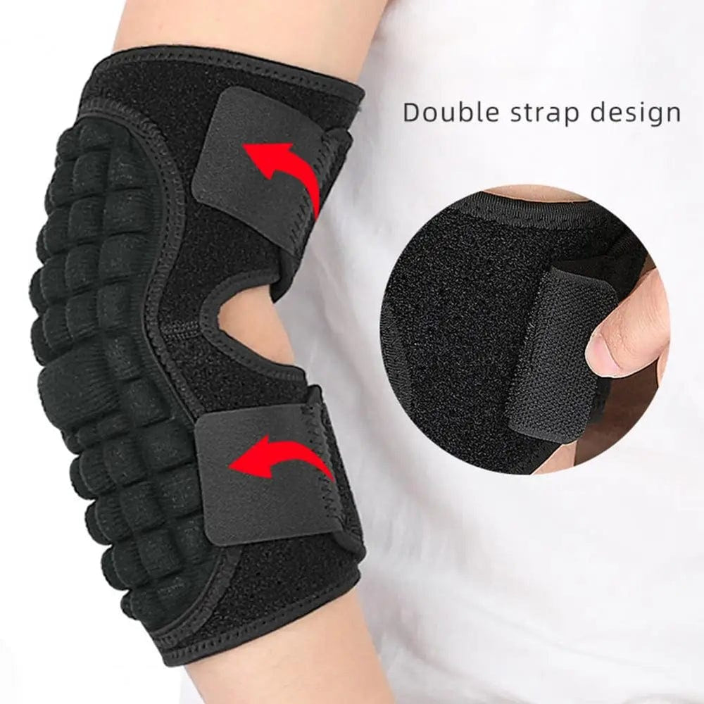 Planet Gates Black Compression Protective Elbow Pad with Fastener Tape Soft Sports Elbow Pad Breathable Padded Pain Relief Elbow Support Sleeve