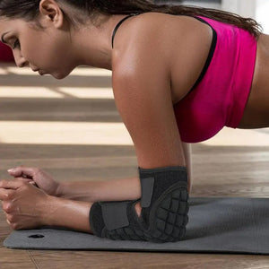 Planet Gates Black Compression Protective Elbow Pad with Fastener Tape Soft Sports Elbow Pad Breathable Padded Pain Relief Elbow Support Sleeve