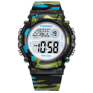 Planet Gates black COOBOS Kids Watch Camouflage Sports Electronic Digital Watch Waterproof Multi-function LED Watch For Boys Girls Children Watch
