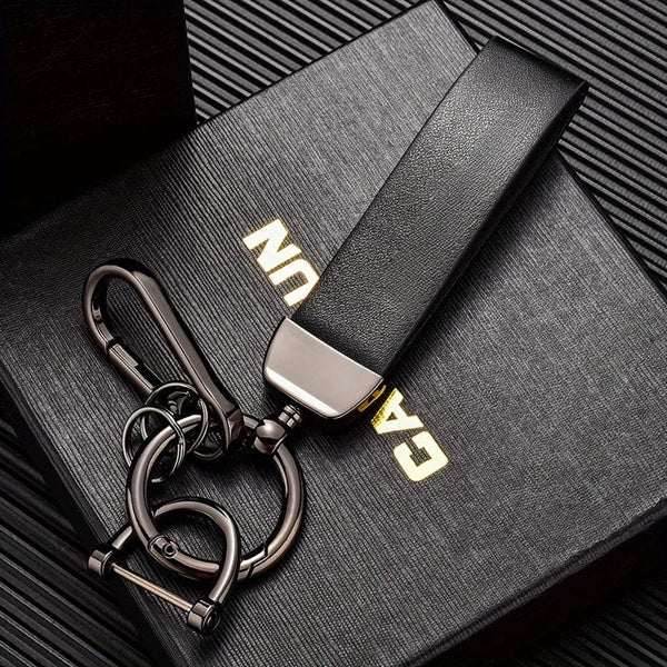 Planet Gates 【black】 Creative Simple Fashion Keychain Pendant Cool Key Chain Ring Hand Rope Bag Ornament High-end Retro PU Leather Keychain Hanging Buckle Key Accessories