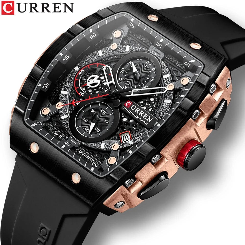 Planet Gates black CURREN Top Brand Men's Watches Luxury Square Quartz Wristwatch  Waterproof Luminous Chronograph Watch for Men Date Clock