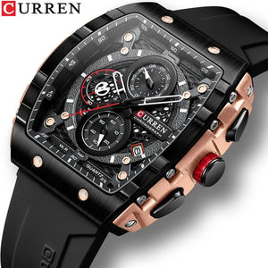Planet Gates black CURREN Top Brand Men's Watches Luxury Square Quartz Wristwatch  Waterproof Luminous Chronograph Watch for Men Date Clock