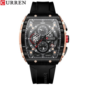Planet Gates black CURREN Top Brand Men's Watches Luxury Square Quartz Wristwatch  Waterproof Luminous Chronograph Watch for Men Date Clock