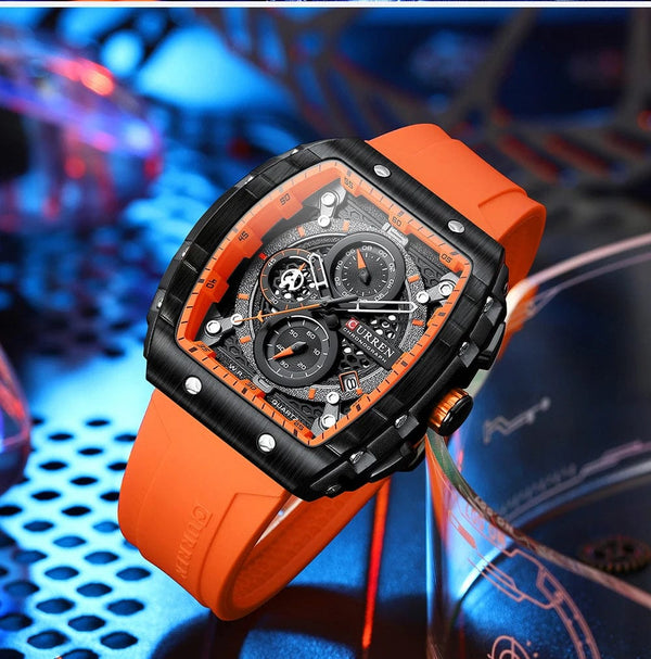 Planet Gates black CURREN Top Brand Men's Watches Luxury Square Quartz Wristwatch  Waterproof Luminous Chronograph Watch for Men Date Clock