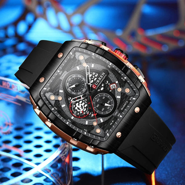 Planet Gates black CURREN Top Brand Men's Watches Luxury Square Quartz Wristwatch  Waterproof Luminous Chronograph Watch for Men Date Clock