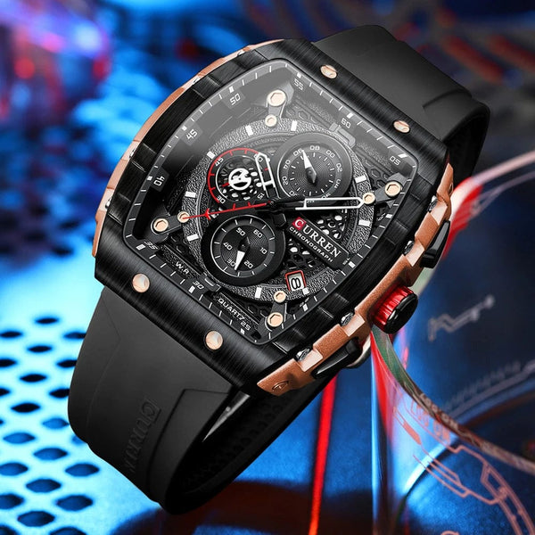 Planet Gates black CURREN Top Brand Men's Watches Luxury Square Quartz Wristwatch  Waterproof Luminous Chronograph Watch for Men Date Clock