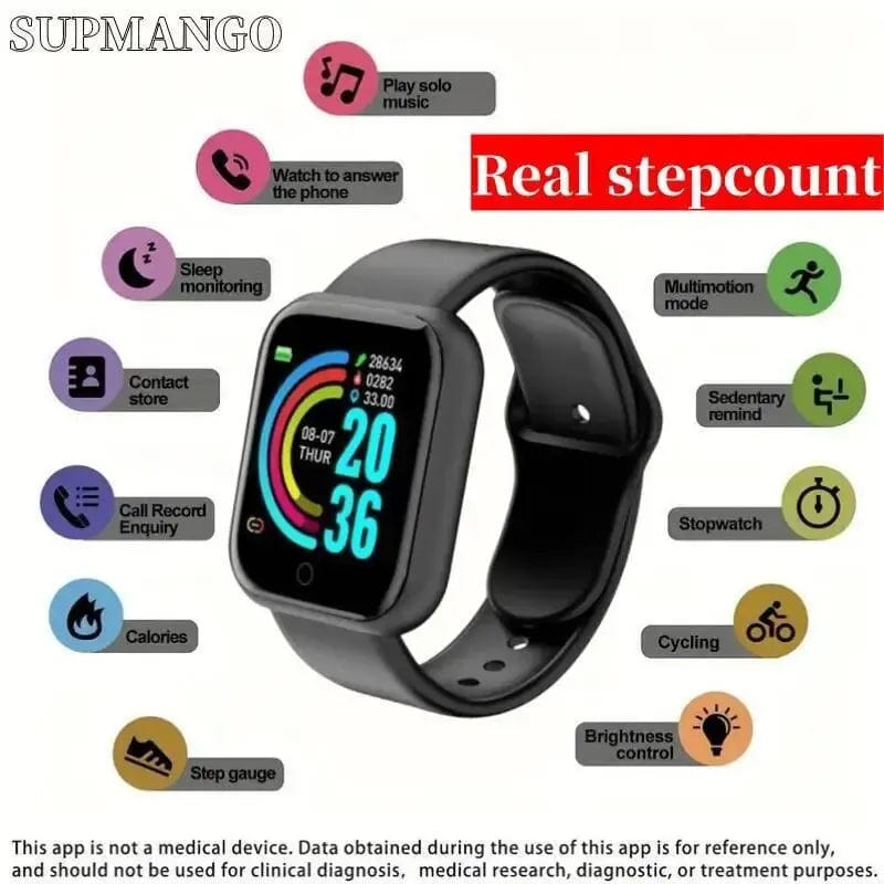 Planet Gates Black Customized True Pedometer Chip Multifunctional Smart Watch Men Women Bluetooth Connected Phone Music Fitness Sports Bracelet