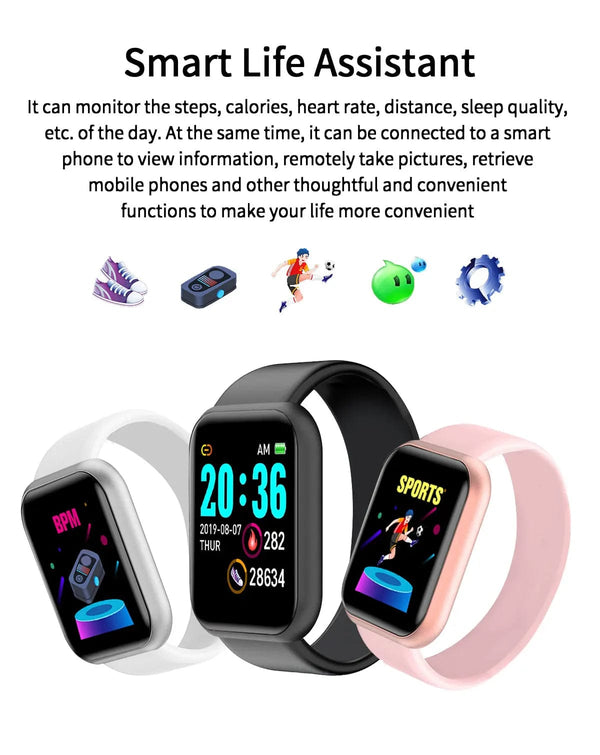 Planet Gates Black Customized True Pedometer Chip Multifunctional Smart Watch Men Women Bluetooth Connected Phone Music Fitness Sports Bracelet