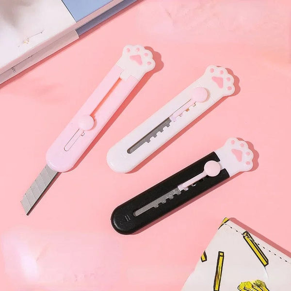 Planet Gates black Cute Cat Paw Utility Knife Lovely Wing Bowknot Style Open Box Cutter Letter Envelope Opener Mail Knife School Office Supplies