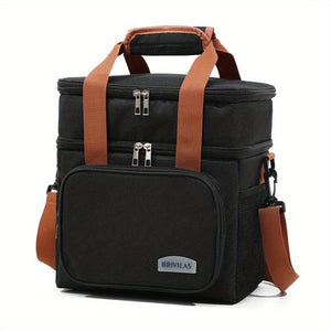 Planet Gates Black [double Layer] Reusable Double-Layer Insulated Lunch Bag - Perfect For Work, Picnic, School Or Travel!