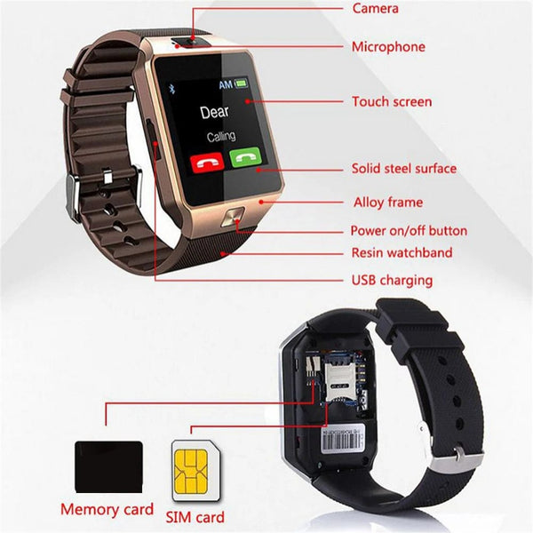 Planet Gates black DZ09 Smart Watch Sleep Monitor 1.56" HD Color Screen Built-in Sports Modes Smartwatch Fitness Tracker