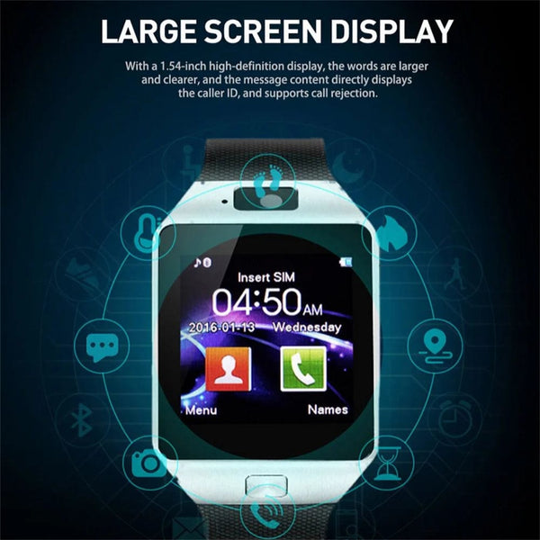 Planet Gates black DZ09 Smart Watch Sleep Monitor 1.56" HD Color Screen Built-in Sports Modes Smartwatch Fitness Tracker