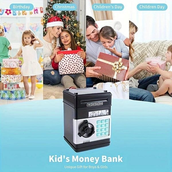 Planet Gates black Electronic Piggy Bank Password Safe Box Money Boxes For Children Digital Coins Cash Saving Safe Deposit Atm Machine Kid Gifts