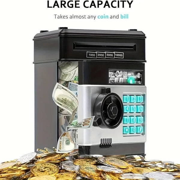 Planet Gates black Electronic Piggy Bank Password Safe Box Money Boxes For Children Digital Coins Cash Saving Safe Deposit Atm Machine Kid Gifts