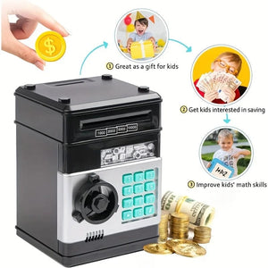 Planet Gates black Electronic Piggy Bank Password Safe Box Money Boxes For Children Digital Coins Cash Saving Safe Deposit Atm Machine Kid Gifts