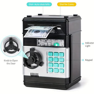 Planet Gates black Electronic Piggy Bank Password Safe Box Money Boxes For Children Digital Coins Cash Saving Safe Deposit Atm Machine Kid Gifts
