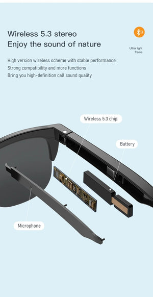 Planet Gates black F06 Connected Bezel IP4 Waterproof Parasol Wireless Stereo Android Glasses With Bluetooth Headphones Sport Electric Scooter Men