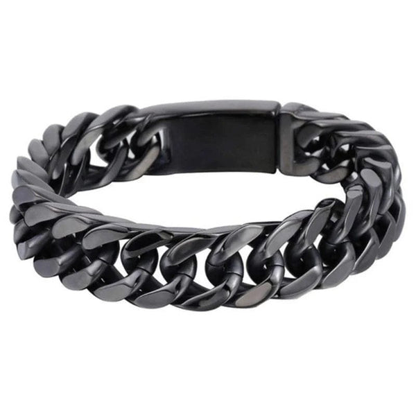 Planet Gates black Fashion Black Cuban Chain Bracelet Stainless Steel Bracelet Hip Hop Bracelets for Men Jewelry Party Anniversary Gift Wholesale