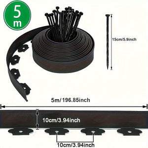 Planet Gates Black Flanging 10cm 1pc, 196.85inch Fixed Garden Barrier Lawn Grass Plastic Edging Border Landscape With 15 Anchoring Solid Pegs Easy Install Insert Lawn Borde