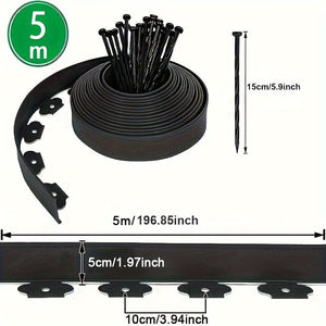 Planet Gates Black Flanging 5cm 1pc, 196.85inch Fixed Garden Barrier Lawn Grass Plastic Edging Border Landscape With 15 Anchoring Solid Pegs Easy Install Insert Lawn Borde