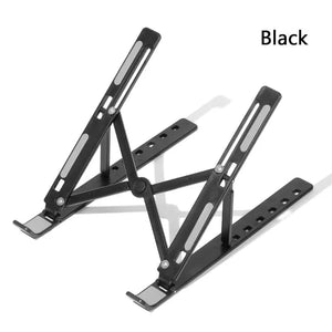 Planet Gates black Foldable Laptop Stand ABS Portable Notebook Support Base Holder Adjustable Riser Cooling Bracket for Laptop & Tablet Accessories