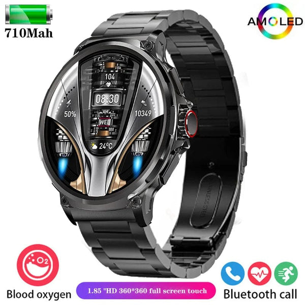 Planet Gates black For Huawei Xiaomi GPS Track Smart Watch Men 1.85-Inch Ultra HD AMOLED Screen 710 Mah Battery Bluetooth Call SmartWatch 2024 New