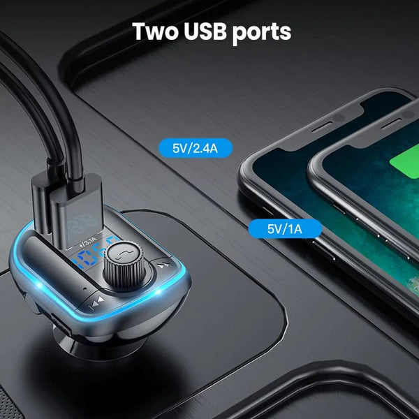 Planet Gates black / france Bluetooth 5.0 FM Transmitter Handsfree Car Radio Modulator MP3 Player With 22.5W USB Super Quick Charge Adapter for Car