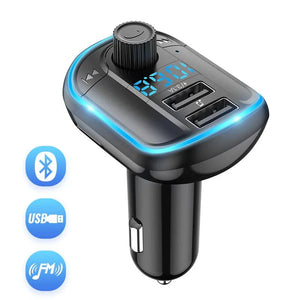 Planet Gates black / france Bluetooth 5.0 FM Transmitter Handsfree Car Radio Modulator MP3 Player With 22.5W USB Super Quick Charge Adapter for Car