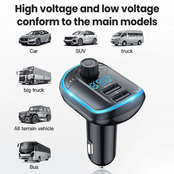 Planet Gates black / france Bluetooth 5.0 FM Transmitter Handsfree Car Radio Modulator MP3 Player With 22.5W USB Super Quick Charge Adapter for Car