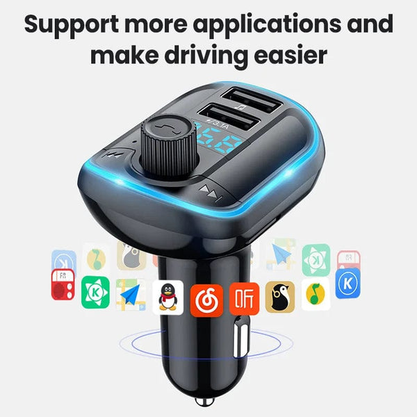 Planet Gates black / france Bluetooth 5.0 FM Transmitter Handsfree Car Radio Modulator MP3 Player With 22.5W USB Super Quick Charge Adapter for Car