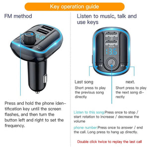 Planet Gates black / france Bluetooth 5.0 FM Transmitter Handsfree Car Radio Modulator MP3 Player With 22.5W USB Super Quick Charge Adapter for Car