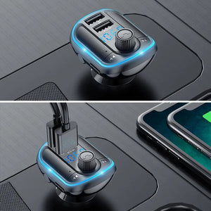 Planet Gates black / france Bluetooth 5.0 FM Transmitter Handsfree Car Radio Modulator MP3 Player With 22.5W USB Super Quick Charge Adapter for Car