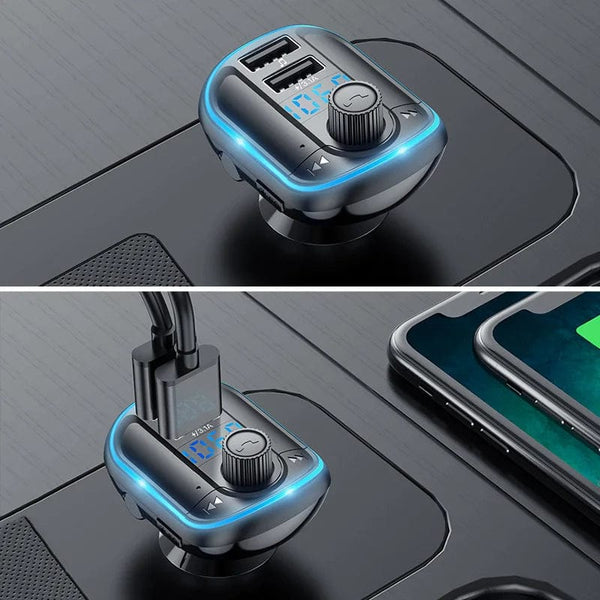 Planet Gates black / france Bluetooth 5.0 FM Transmitter Handsfree Car Radio Modulator MP3 Player With 22.5W USB Super Quick Charge Adapter for Car