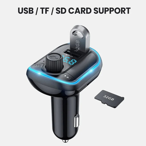 Planet Gates black / france Bluetooth 5.0 FM Transmitter Handsfree Car Radio Modulator MP3 Player With 22.5W USB Super Quick Charge Adapter for Car