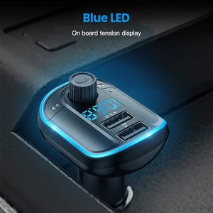 Planet Gates black / france Bluetooth 5.0 FM Transmitter Handsfree Car Radio Modulator MP3 Player With 22.5W USB Super Quick Charge Adapter for Car