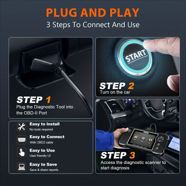 Planet Gates Black FX2000 Car OBD2 Scanner ABS SRS Transmission Airbag OBDII Scanner Diagnostic Tool, Check Car Engine Code Reader, Vehicle Scan Tool