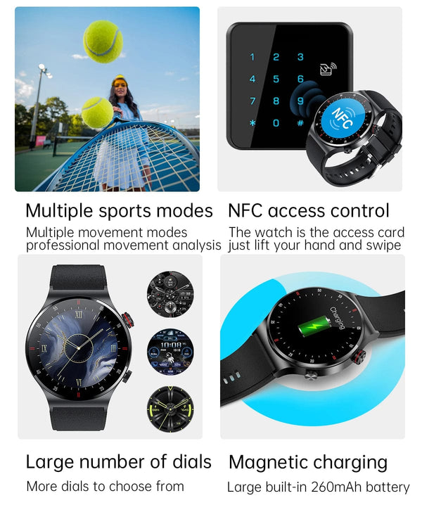 Planet Gates Black G / With Original Box 2023 Luxury Smart Watches Men NFC BT Call Fitness Waterproof Sports Wrist Intelligent Smartwatches for Women Kids Xiaomi Huawei