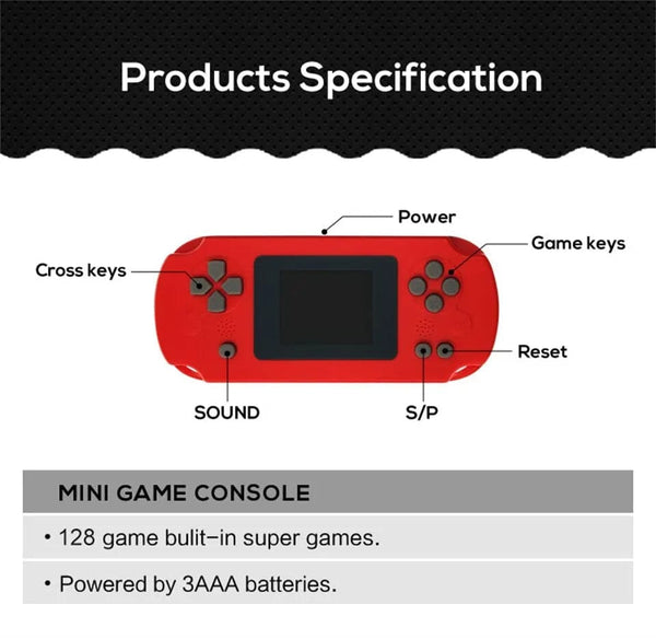 Planet Gates Black GAMINJA GC31 Retro Portable Mini Handheld Video Game Console TFT Color Screen Kids Game Player Built in 8Bit Games