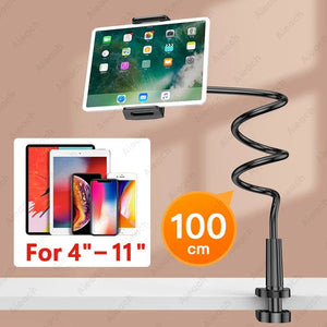 Planet Gates Black Gooseneck Tablet Mount Holder For Bed Desk Phone Holder Flexible Long Arm Clamp Tablet Stand For iPad Samsung Xiaomi 4.7-11 inch